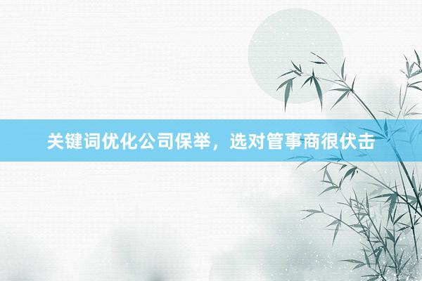 关键词优化公司保举，选对管事商很伏击